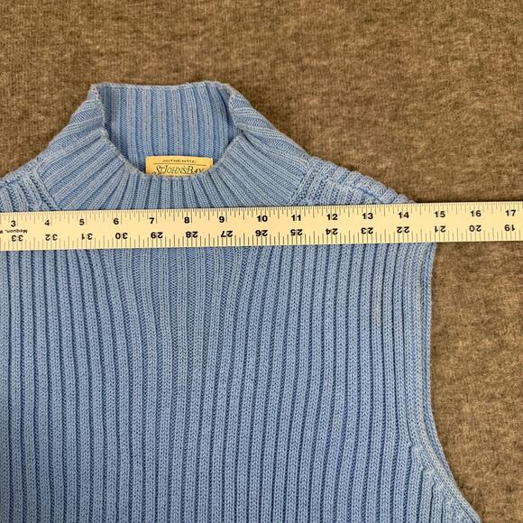 Vintage St. John's Bay Ribbed Knit Sleeveless Mock Neck Sweater Top Blue Large - Picture 7 of 10
